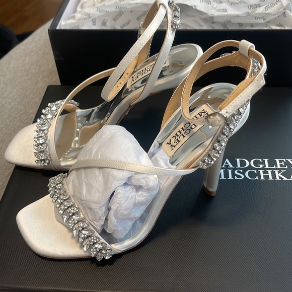 Badgley Mischka Brand Kerry Navette Crystal Strappy Stiletto - Picture 4 of 5